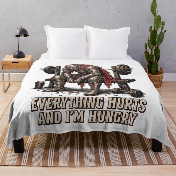 Item preview, Everything Hurts And Im Hungry Funny Gym Knight Workout designed and sold by SEINENGAPPI8.