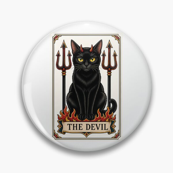 Item preview, The Devil Tarot Cat Black Cat Horns designed and sold by Old's Cool Cat Studio.