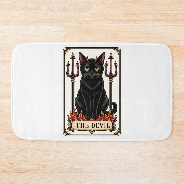 Item preview, The Devil Tarot Cat Black Cat Horns designed and sold by Old's Cool Cat Studio.