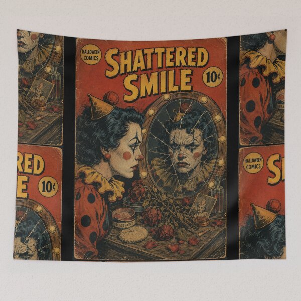 Item preview, Vintage Halloween Cover Art: Sinister Clown Woman Mirror Room designed and sold by bapupa.