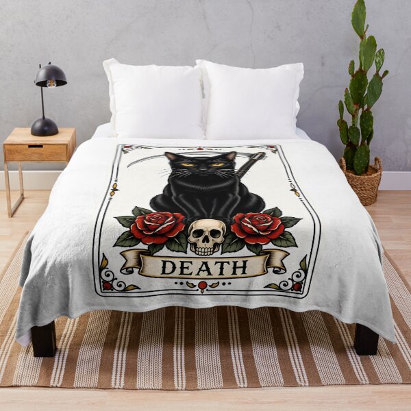 Item preview, Death Tarot Cat Black Cat Scythe designed and sold by Old's Cool Cat Studio.