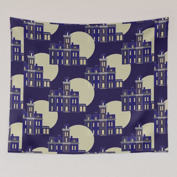 Item preview, Purple Haunted House Moon Gothic Pattern designed and sold by Theshapearts.