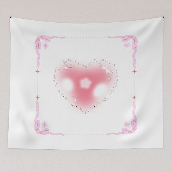 Item preview,  Y2K Coquette Airbrush Aura Heart Frame Vector Graphic with Soft Pink Bows and Sparkles designed and sold by Rehnair.