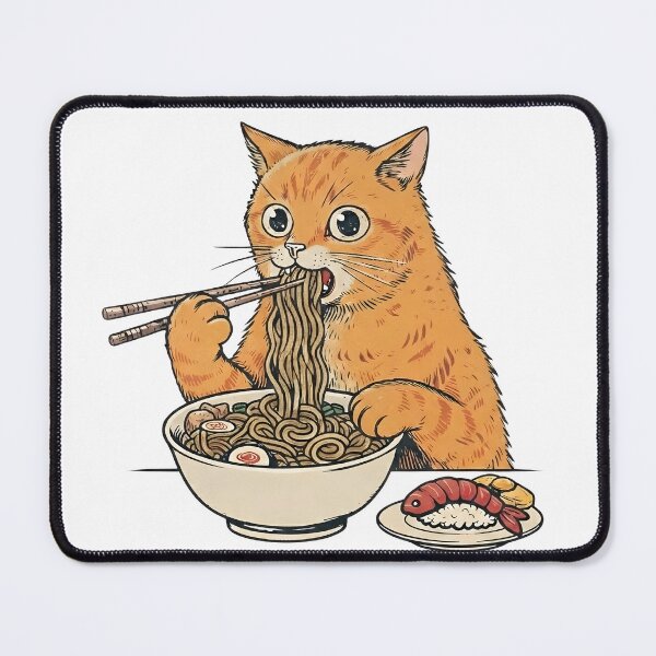 Item preview, ginger cat eating ramen designed and sold by Rockveil Co..