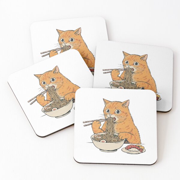 Item preview, ginger cat eating ramen designed and sold by Rockveil Co..