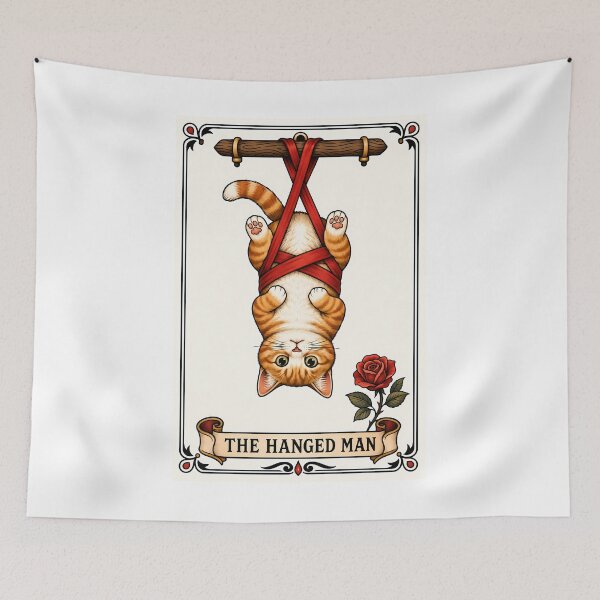 Item preview, The Hanged Man Tarot Cat Ginger Tabby designed and sold by Old's Cool Cat Studio.