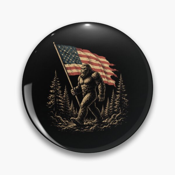 Item preview, Retro Bigfoot American Flag Patriotic Forest Adventure designed and sold by Moizento.