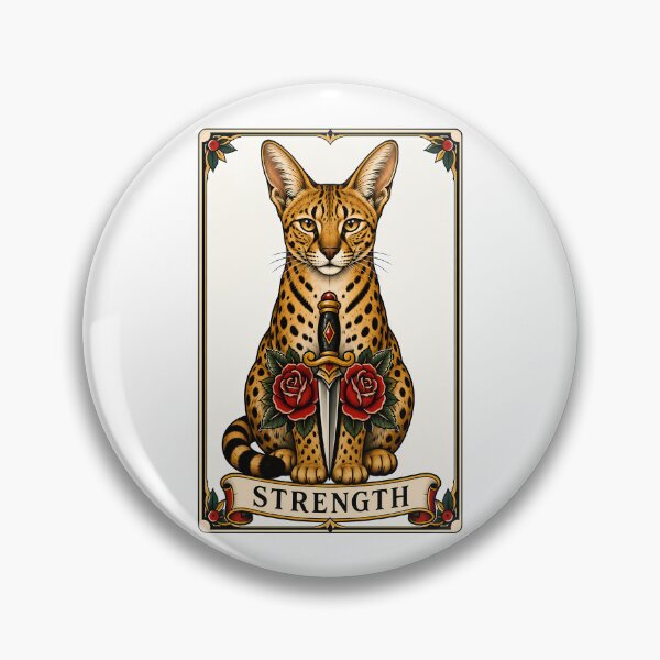 Item preview, Strength Tarot Cat Serval Savannah Card designed and sold by Old's Cool Cat Studio.