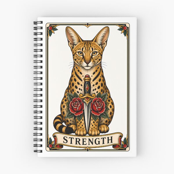 Item preview, Strength Tarot Cat Serval Savannah Card designed and sold by Old's Cool Cat Studio.