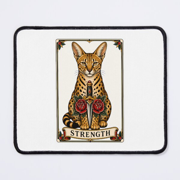 Item preview, Strength Tarot Cat Serval Savannah Card designed and sold by Old's Cool Cat Studio.