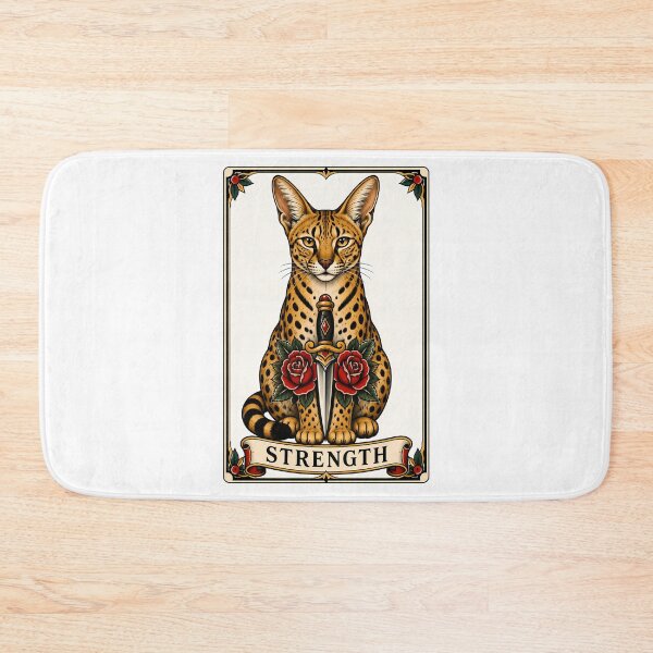 Item preview, Strength Tarot Cat Serval Savannah Card designed and sold by Old's Cool Cat Studio.