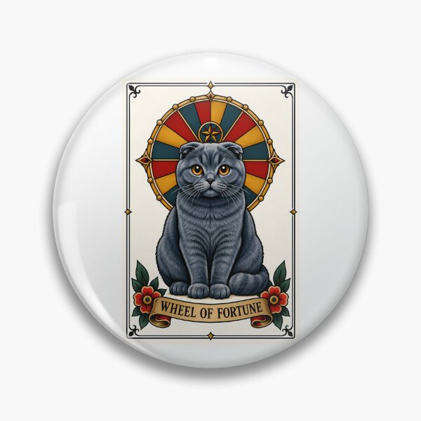 Item preview, Wheel Of Fortune Tarot Cat Scottish Fold designed and sold by Old's Cool Cat Studio.