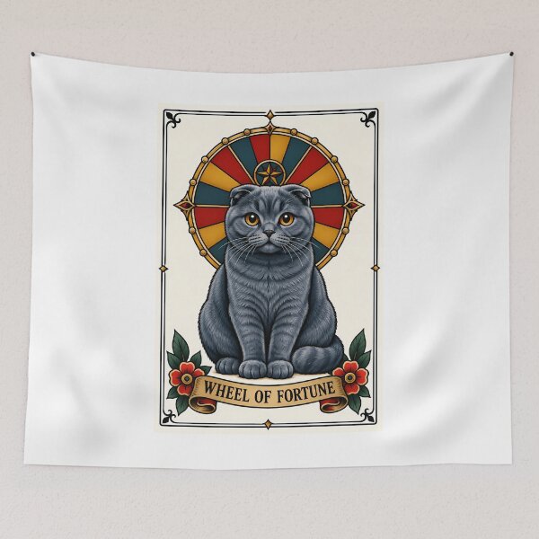 Item preview, Wheel Of Fortune Tarot Cat Scottish Fold designed and sold by Old's Cool Cat Studio.