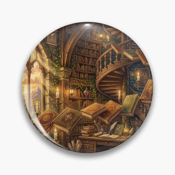 Item preview, Flying Books Library | Magical Spiral Staircase and Castle View designed and sold by SebastianSpace.