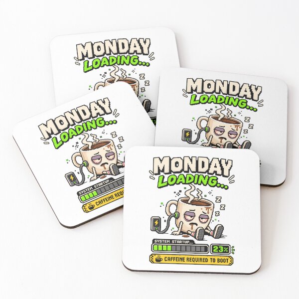 Item preview, Monday Loading – Caffeine Required Pixel Humor designed and sold by Mad Factory Designs.
