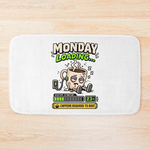 Item preview, Monday Loading – Caffeine Required Pixel Humor designed and sold by Mad Factory Designs.