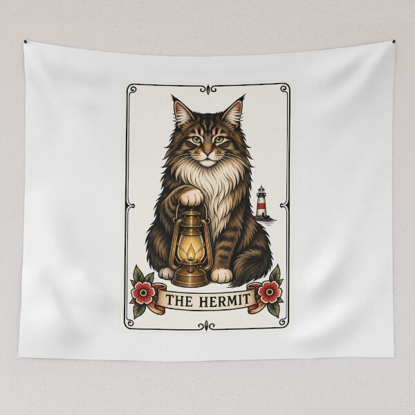 Item preview, The Hermit Tarot Cat Tabby Lantern designed and sold by Old's Cool Cat Studio.