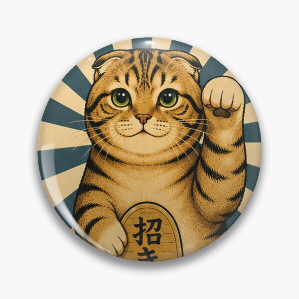 Item preview, Lucky Cat Maneki Neko – Teal Petrol Japanese Style Scottish Fold Cat designed and sold by NoodlesTheCat.