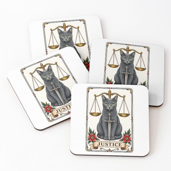Item preview, Justice Tarot Cat Russian Blue Card designed and sold by Old's Cool Cat Studio.