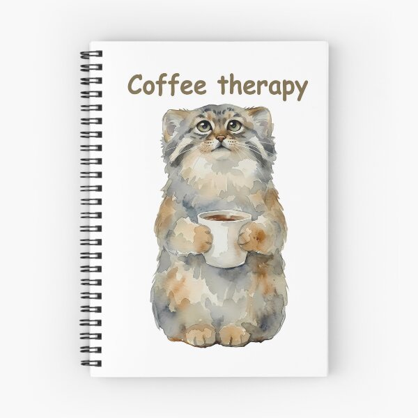Item preview, Cute Coffee Therapy Pallas Cat Watercolor designed and sold by PawtopiaArt.