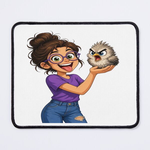 Item preview, Silly Girl Holding Angry Fluffy Bird - Funny Pet Graphic designed and sold by Sushikidsntoddlers.