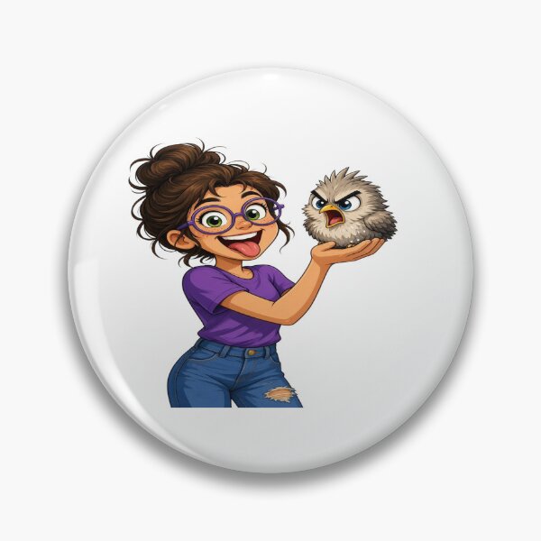 Item preview, Silly Girl Holding Angry Fluffy Bird - Funny Pet Graphic designed and sold by Sushikidsntoddlers.