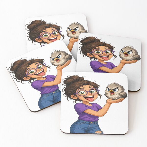 Artikelvorschau, Silly Girl Holding Angry Fluffy Bird - Funny Pet Graphic entworfen und verkauft von Sushikidsntoddlers.
