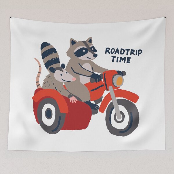 Item preview, Roadtrip Time Cute Raccoon Possum Sidecar Adventure designed and sold by artworkathome.