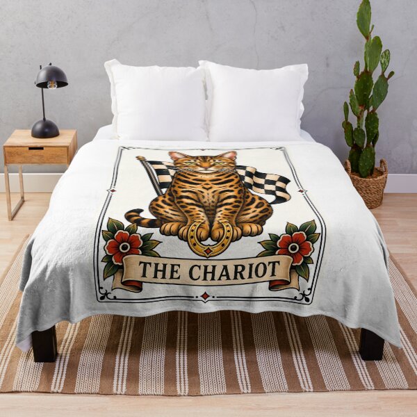 Item preview, The Chariot Tarot Cat Bengal Card designed and sold by Old's Cool Cat Studio.