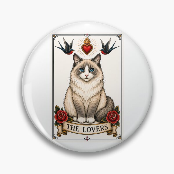 Item preview, The Lovers Tarot Cat Ragdoll Card designed and sold by Old's Cool Cat Studio.