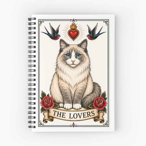 Item preview, The Lovers Tarot Cat Ragdoll Card designed and sold by Old's Cool Cat Studio.