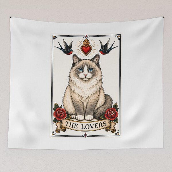 Item preview, The Lovers Tarot Cat Ragdoll Card designed and sold by Old's Cool Cat Studio.