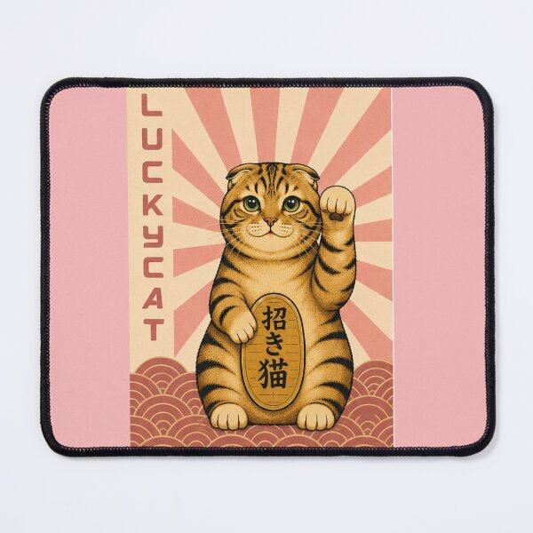 Item preview, Lucky Cat Maneki Neko – Pink Japanese Style Scottish Fold Cat designed and sold by NoodlesTheCat.