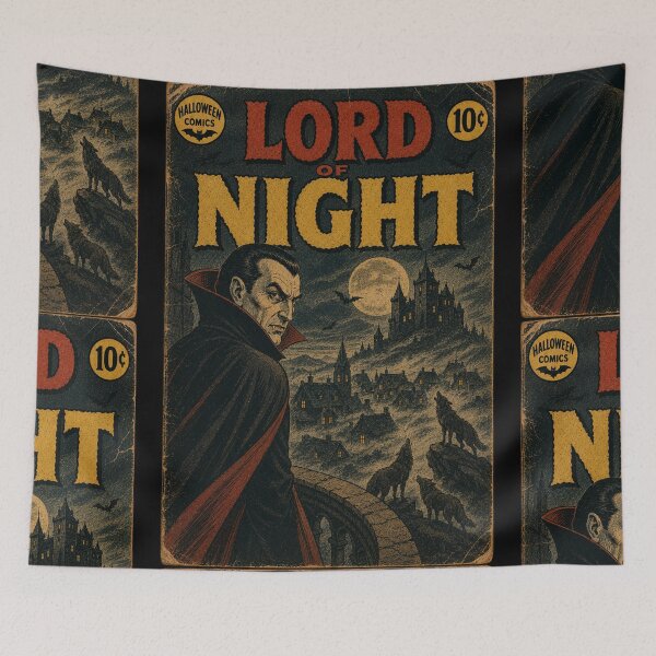Item preview, Vintage Halloween Cover Art: Dracula Moonlit Village Hunt designed and sold by bapupa.