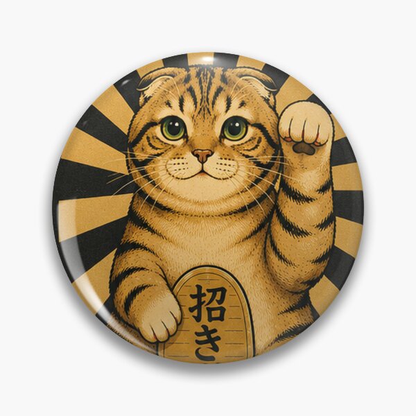 Item preview, Lucky Cat Maneki Neko – Black & Gold Japanese Style Scottish Fold Cat designed and sold by NoodlesTheCat.