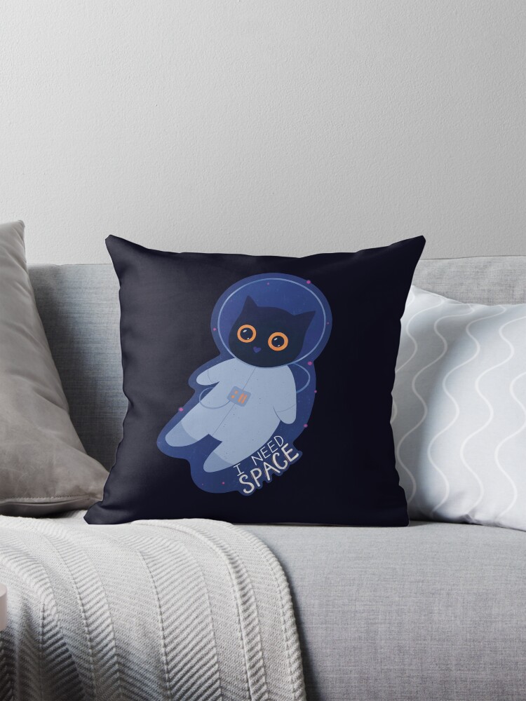Thumbnail 1 of 4, Pillow, Introvert Cat designed and sold by MoonInk-Studio.