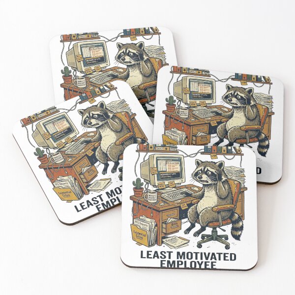 Item preview, Least Motivated Employee of the Month Raccoon Corporate Meme designed and sold by VibeTherapyArt.