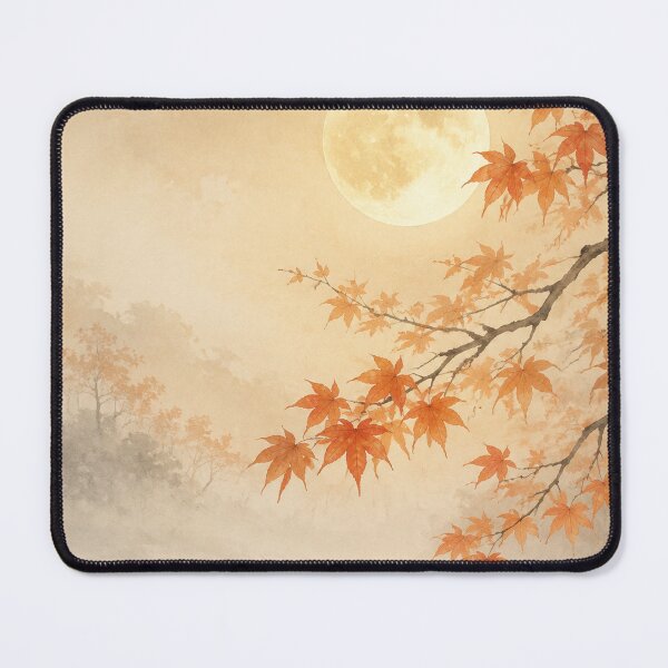 Item preview, Quiet Moon Through Autumn Mist Poster | Japanese Autumn Moon Wall Art designed and sold by LuminaKage.