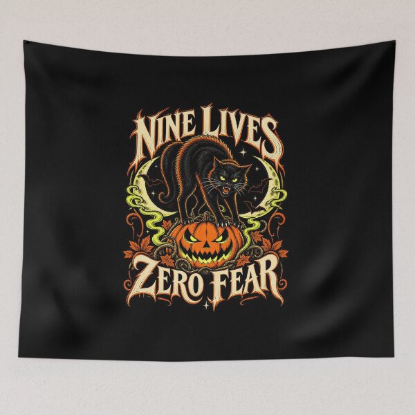 Item preview, Nine Lives Zero Fear – Halloween Black Cat designed and sold by Pandaburba.