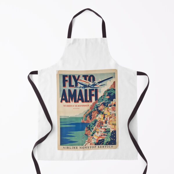 Item preview, Fly to Amalfi – Vintage 1950s Italian Travel Poster, Mid-Century Amalfi Coast Aviation Wall Art designed and sold by Tamas Das.