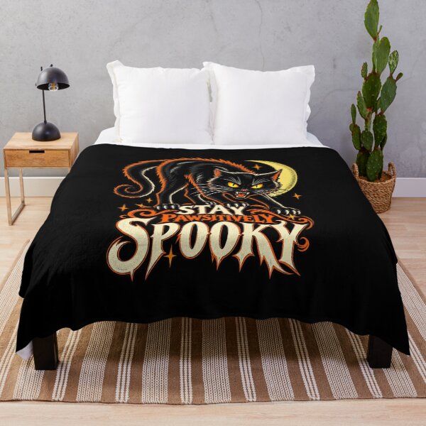 Item preview, Stay Pawsitively Spooky – Black Cat designed and sold by Pandaburba.