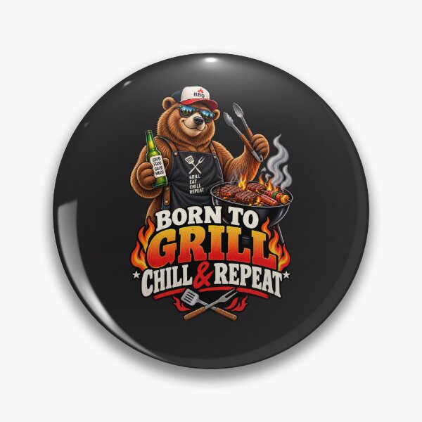 Item preview, Born to Grill Chill & Repeat Funny BBQ Grilling Design designed and sold by Ink-and-Odd.