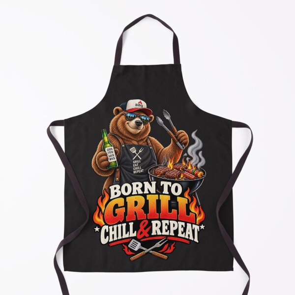 Item preview, Born to Grill Chill & Repeat Funny BBQ Grilling Design designed and sold by Ink-and-Odd.