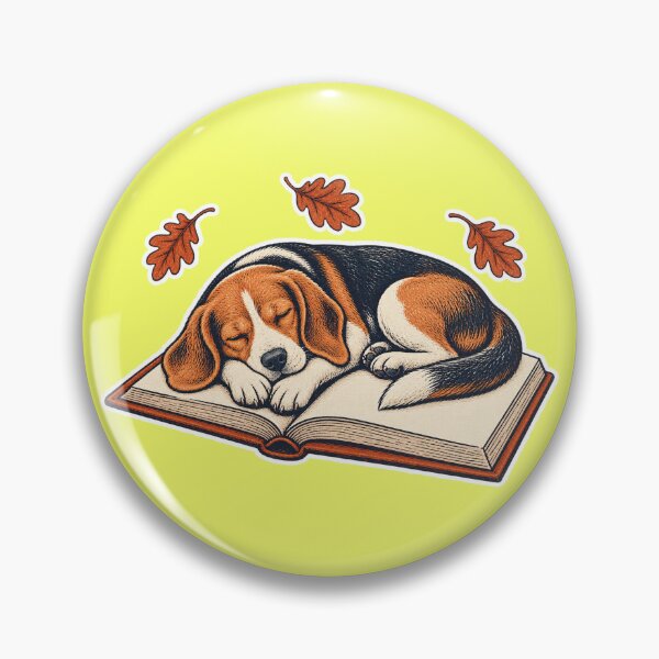 Item preview, Bookish Beagle Sleeping on an Open Book – Autumn Linocut Dog Art designed and sold by Jaani-T.