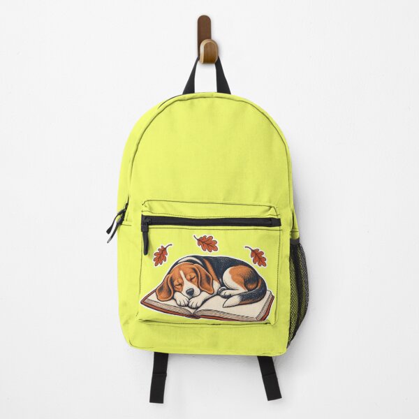 Item preview, Bookish Beagle Sleeping on an Open Book – Autumn Linocut Dog Art designed and sold by Jaani-T.