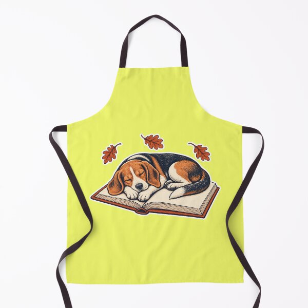 Item preview, Bookish Beagle Sleeping on an Open Book – Autumn Linocut Dog Art designed and sold by Jaani-T.
