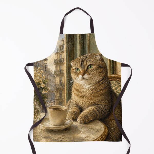 Item preview, Scottish Fold Cat at a Paris Café – Cozy French Coffee & Cat Lover Wall Art designed and sold by NoodlesTheCat.