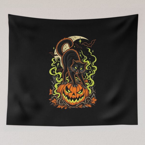 Item preview, Black Cat Halloween – Nine Lives Zero Fear designed and sold by Pandaburba.