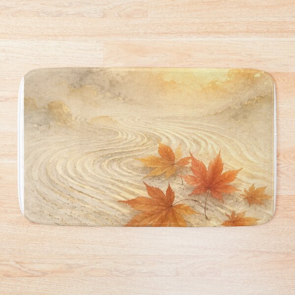 Item preview, Golden Dusk Over Raked Leaves Poster | Autumn Zen Garden Wall Art designed and sold by LuminaKage.