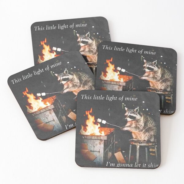 Item preview, This Little Light Of Mine Raccoon Fire Trash Can Funny Meme Graphic designed and sold by JossDesign15.
